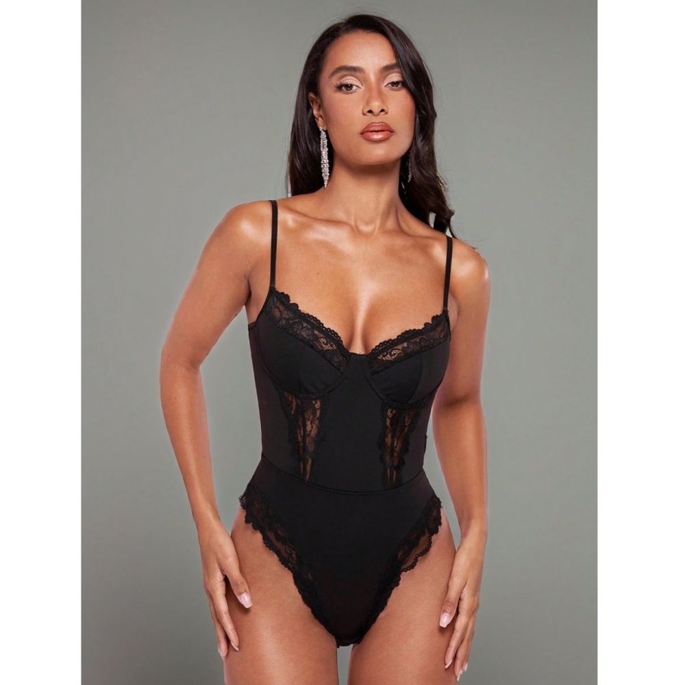 Black Lace Teddy Bodysuit - Picture 8 of 9